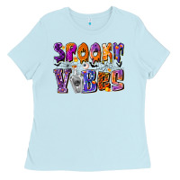 Baby Blue Spooky Vibes Ladies Tee - CowhideDigitalArt