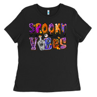 Black Spooky Vibes Ladies Tee - CowhideDigitalArt
