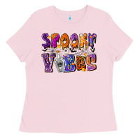 Bubblegum Pink Spooky Vibes Ladies Tee - CowhideDigitalArt