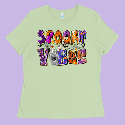 Spooky Vibes Ladies Tee Designed By Cowhidedigitalart