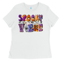 White Spooky Vibes Ladies Tee - CowhideDigitalArt