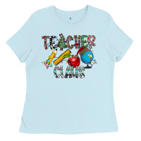 Baby Blue Teacher Calus Ladies Tee - CowhideDigitalArt