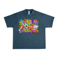 Midnight Navy Spooky Vibes Ghost Urban Heavy Tee - CowhideDigitalArt