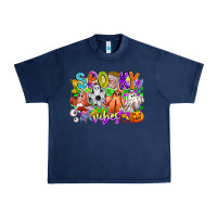 Navy Spooky Vibes Ghost Urban Heavy Tee - CowhideDigitalArt