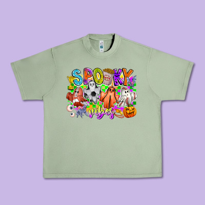 Spooky Vibes Ghost Urban Heavy Tee Designed By Cowhidedigitalart