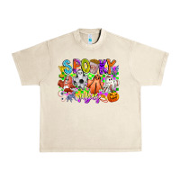 Sandshell Spooky Vibes Ghost Urban Heavy Tee - CowhideDigitalArt