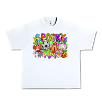 White Spooky Vibes Ghost Urban Heavy Tee - CowhideDigitalArt