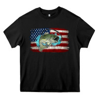 Black American Flag Fish Heavy Core Tee - Jasminsmagicworld