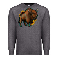 Charcoal Heather Western  Bison Premium Sweatshirt - Jasminsmagicworld