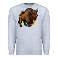 Heather Grey Western  Bison Premium Sweatshirt - Jasminsmagicworld
