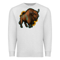 Oatmeal Heather Western  Bison Premium Sweatshirt - Jasminsmagicworld