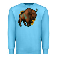 Ocean Blue Western  Bison Premium Sweatshirt - Jasminsmagicworld