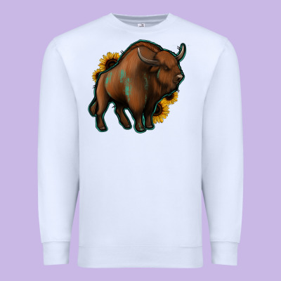 Western  Bison Premium Sweatshirt Designed By Jasminsmagicworld