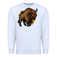 White Western  Bison Premium Sweatshirt - Jasminsmagicworld
