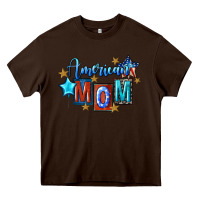 Chocolate Brown American mom 4th of july Heavy Core Tee - FaDigitalArtStudio
