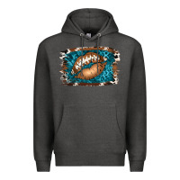 Charcoal Heather Football Lips Premium Hoodie - Jasminsmagicworld