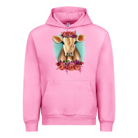 Fuchsia Pink Floral Cow Urban Hoodie - RanaPortraitStore