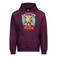 Mauve Wine Floral Cow Urban Hoodie - RanaPortraitStore