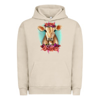 Pigment French Oak Floral Cow Urban Hoodie - RanaPortraitStore