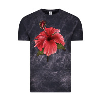 Cloud Black Puerto Rican Hibiscus Flower Illustrations Vintage Tee - LillyAllenDesigns