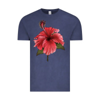 Vintage Denim Puerto Rican Hibiscus Flower Illustrations Vintage Tee - LillyAllenDesigns