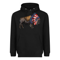 Black american bison with indian headdress Heavyweight Hoodie - RanaPortraitStore