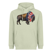Matcha american bison with indian headdress Heavyweight Hoodie - RanaPortraitStore