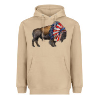 Mushroom american bison with indian headdress Heavyweight Hoodie - RanaPortraitStore