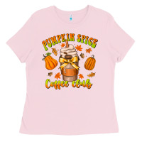 Bubblegum Pink pumpkin spice coffee club Ladies Tee - CowhideDigitalArt