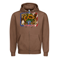 Chestnut Patriotic Sunflower God Bless America Zipper Hoodie - Jasminsmagicworld