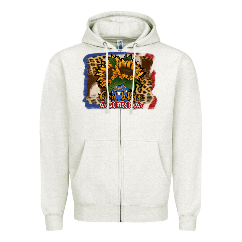 Patriotic Sunflower God Bless America Zipper Hoodie by Jasminsmagicworld | Teevron