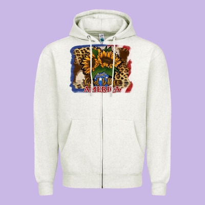 Patriotic Sunflower God Bless America Zipper Hoodie Designed By Jasminsmagicworld