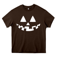Chocolate Brown halloween jack o lantern (white) Heavy Core Tee - artisFamous
