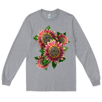 Heather Grey 4 crimson blaze sunflower Long Sleeve Tee - LillyAllenDesigns