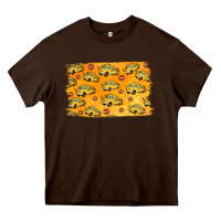 Chocolate Brown School Bus Pattern Heavy Core Tee - Jasminsmagicworld