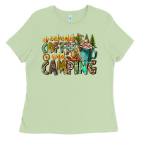 Matcha Weekends Coffee And Camping Ladies Tee - CowhideDigitalArt