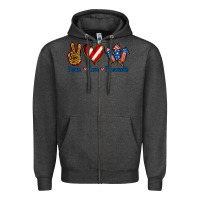 Charcoal Heather Peace Love Fireworks Zipper Hoodie - Jasminsmagicworld