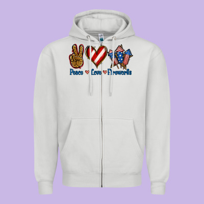 Peace Love Fireworks Zipper Hoodie Designed By Jasminsmagicworld