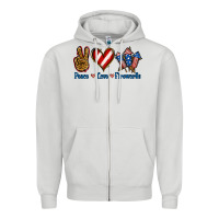 Dove Grey Peace Love Fireworks Zipper Hoodie - Jasminsmagicworld