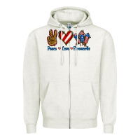 Oatmeal Heather Peace Love Fireworks Zipper Hoodie - Jasminsmagicworld