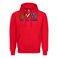Red Peace Love Fireworks Zipper Hoodie - Jasminsmagicworld