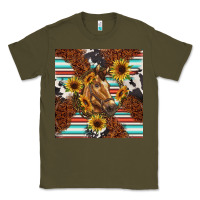 Army Green western horse Classic Tee - BarkalooDesign