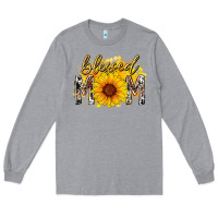 Heather Grey blessed mom sunflower Long Sleeve Tee - RacoonDesign
