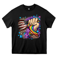 Black LGBTQ+ and American flag Heavy Core Tee - FaDigitalArtStudio