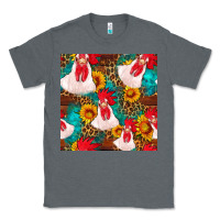 Charcoal Heather western  chicken with sunflowers seamless pattern Classic Tee - FaDigitalArtStudio