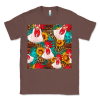 Chestnut western  chicken with sunflowers seamless pattern Classic Tee - FaDigitalArtStudio
