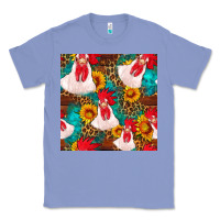 Colony Blue western  chicken with sunflowers seamless pattern Classic Tee - FaDigitalArtStudio
