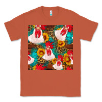 Copper western  chicken with sunflowers seamless pattern Classic Tee - FaDigitalArtStudio