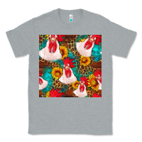 Heather Grey western  chicken with sunflowers seamless pattern Classic Tee - FaDigitalArtStudio