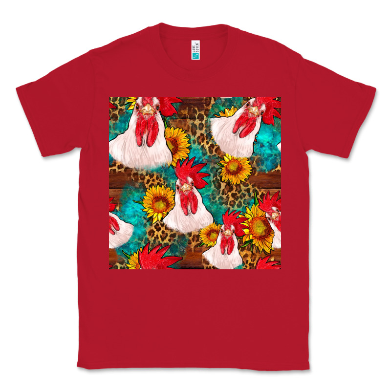 Western  Chicken With Sunflowers Seamless Pattern Classic Tee by FaDigitalArtStudio | Teevron